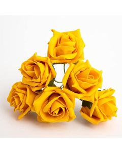 Gold 5cm Colourfast foam rose – bunch of 6
