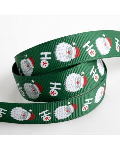 Santa Ho Ho Ho… Green Christmas Grosgrain Ribbon – 16mm x 5M