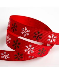 Red Snowflake Christmas Grosgrain Ribbon – 16mm x 5M