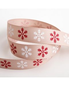 Taupe Snowflake Christmas Grosgrain Ribbon – 16mm x 5M
