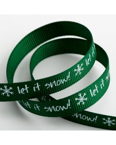 Let it Snow Green Christmas Grosgrain Ribbon – 9mm x 5M