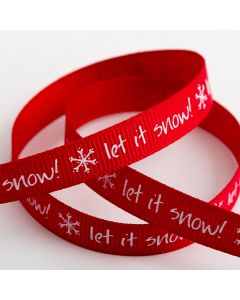 Let it Snow Red Christmas Grosgrain Ribbon – 9mm x 5M