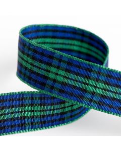 Green/Blue Tartan Ribbon – 16mm x 10M