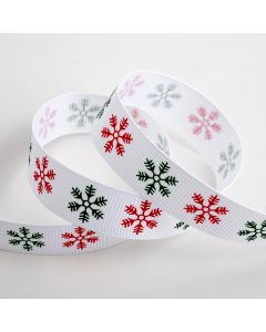 White Snowflake Christmas Grosgrain Ribbon – 16mm x 5M