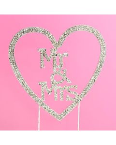 Mr & Mrs in Heart Diamante Cake Topper – 12cm
