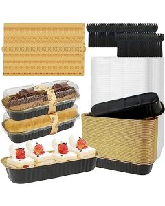 Black Mini Loaf Baking Pans with Lids - Pack of 10 
