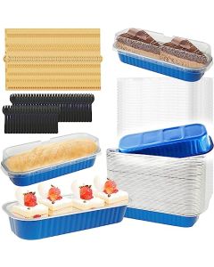 Blue Mini Loaf Baking Pans with Lids - Pack of 10 