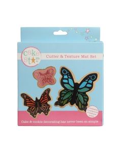 Cake Star Cutter & Texture Mat Set - Butterfly 