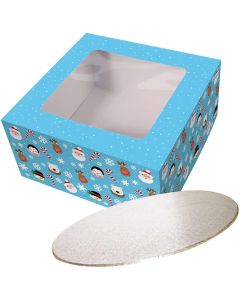 10" Christmas Friends Cake Box and Cake Board Combo (Single)