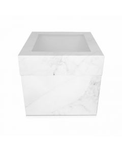 10" Marble Luxury Gloss Finish Extra Deep Cake Box With Window