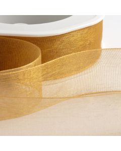 Antique Gold Organza Ribbon with Woven Edge