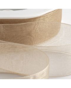 Beige Organza Ribbon with Woven Edge