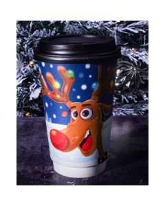 Reindeer 16oz Disposable Paper Christmas Cups (Pack of 200)
