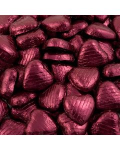 Foil Wrapped Chocolate Hearts – Burgundy 500g