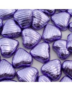 Foil Wrapped Chocolate Hearts – Lilac 500g