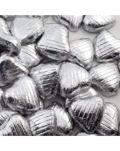 Foil Wrapped Chocolate Hearts – Silver 500g