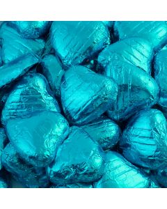 Foil Wrapped Chocolate Hearts – Turquoise 500g