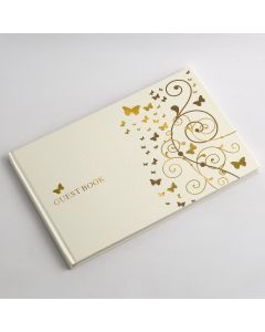 Guest Book – Ivory with Gold Butterflies – 60 pages