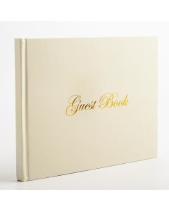 Guest Book – Ivory with Gold Text – 60 pages