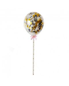 Black & Gold Confetti Cake Balloons - Single