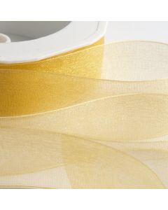 Gold Organza Ribbon with Woven Edge
