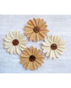 Hessian Button Flowers (4 Pack)