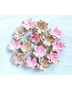 Paper Flowers with Pearl – Pink Blush  (14 Pack)