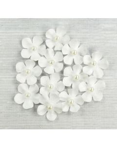 Glitter Paper Flowers – White (12 Pack)