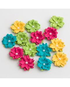 Paper Flowers with Pearl – Tropical Crush (14 Pack)