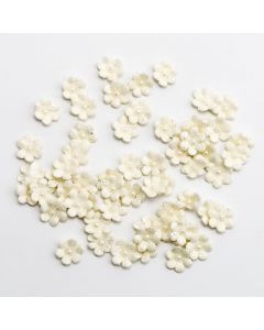 Glitter Paper Flowers Mini – White (60 Pack)