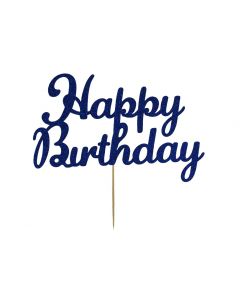 Cake Topper - Happy Birthday - Navy Blue