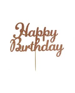 Cake Topper - Happy Birthday - Rose Gold