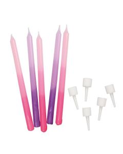 Pink/Purple Ombre Candles - Pack of 12 - 100mm - single