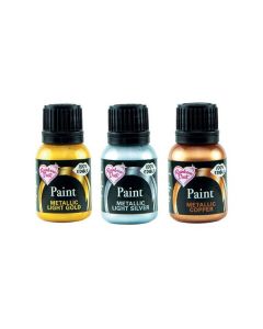 Rainbow Metallic Paint collection - Light Gold, Light Silver and Copper - 3 x 25g