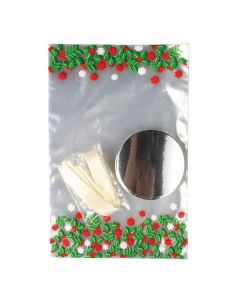 Holly Cupcake Bag with Ties - Pack of 12
