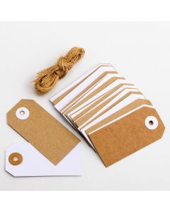 Kraft & White Tags with Jute String (pack of 24)