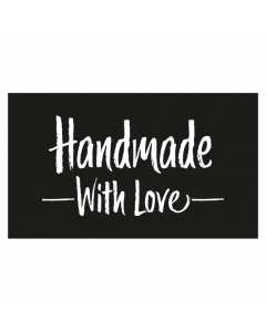 Rectangle Black 'Handmade With Love' Sticker Label - Roll of 100