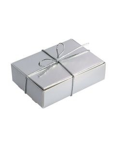 Silver With Silver Elastic Ribbon Wedding Cake Box