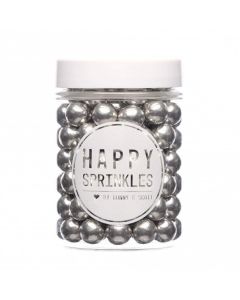 Happy Sprinkles `Metallic Silver Medium Edible Choco Sprinkles` 90g (Best Before 04/24)