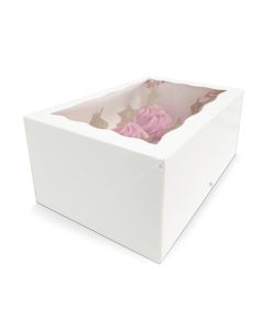 12 Cupcake White Window Box (4" DEEP) with Divider (Single)