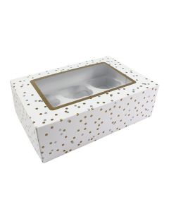 6 Cupcake Metallic Spot Window Box with 6cm Dividers (pack of 10)