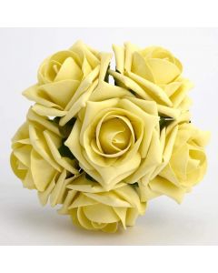 Lemon 5cm Colourfast foam rose – bunch of 6
