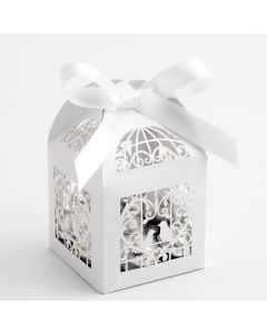 Bird Cage Favour Box – Pearlised White 50x50x80mm (pack of 10)