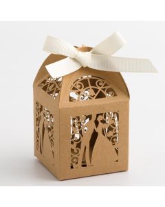 Bride & Groom Favour Box – Kraft 50x50x80mm (pack of 10)
