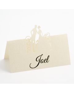 Filigree Bride and Groom Place Card – Pearlised Ivory – pack of 10