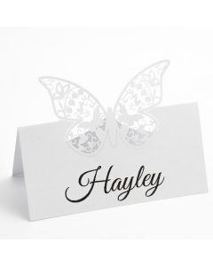Filigree Butterfly Place Card – Pearlised White – pack of 10