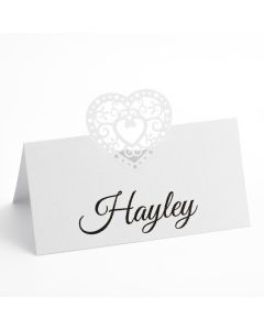 Filigree Heart Place Card – Pearlised White – pack of 10