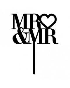 Make a Wish- Black Acrylic Mr & Mr Heart Topper