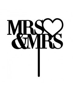Make a Wish- Black Acrylic Mrs & Mrs Heart Topper
