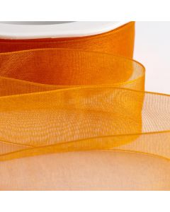 Orange Organza Ribbon with Woven Edge